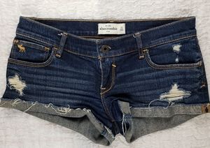 Abercrombie Dark Wash Raw Hem Jean Shorts